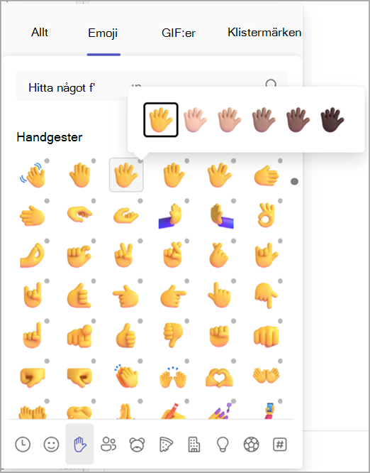 Skärmbild som visar hur du ändrar din emoji hudton