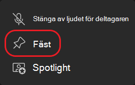 Knappen För att fästa ström i Teams
