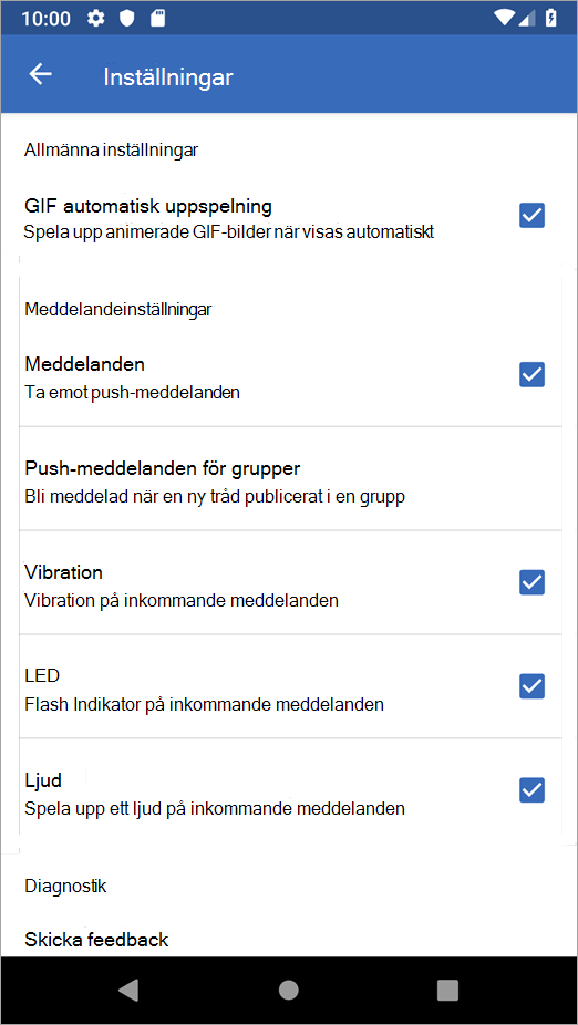 Alternativ för Android-inställningar