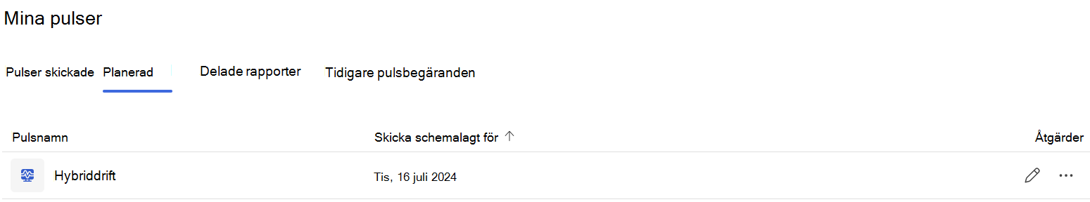 Schemalagt enstaka hybridarbetande Pulse-begäran