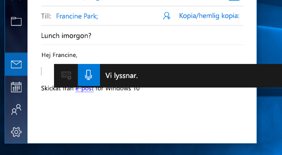 Verktygsfältet Diktering i Windows