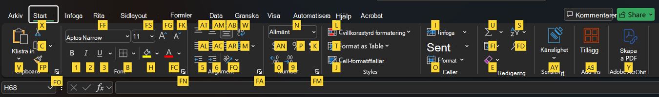 Tips om menyfliksområdet i Excel.