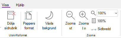 Gruppen Zoomalternativ i OneNote för Windows.