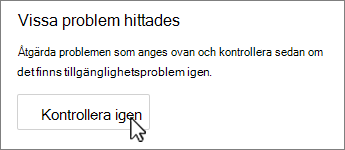 Knappen Kontrollera igen i Outlook