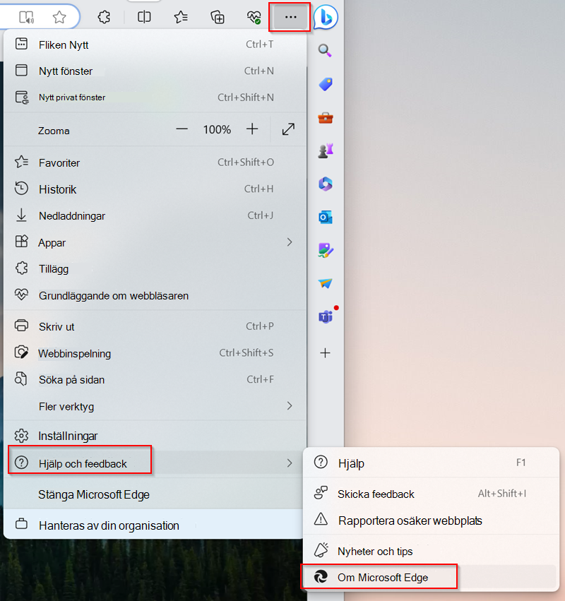 Skapa din Microsoft Edge uppdateras till den senaste versionen