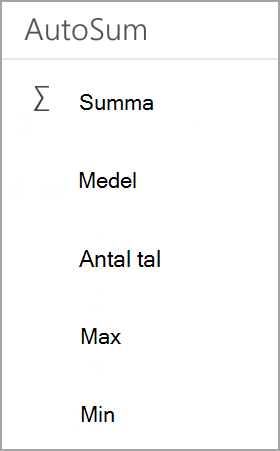 Android-surfplatta Excel Summa