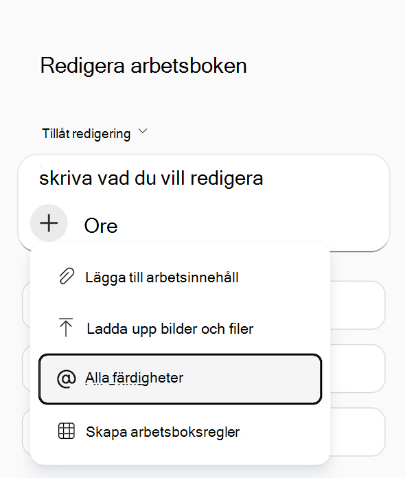 Skärmbild av menyn 