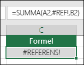 Felet #REF! visas i Excel när en cellreferens är ogiltig