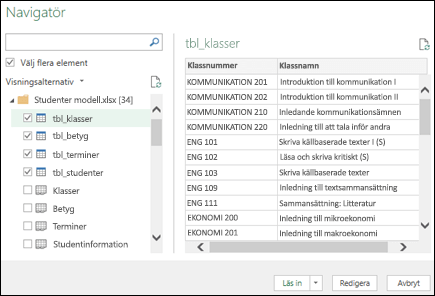 Hämta & Transform-navigatören (Power Query)