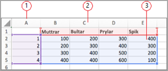 Datafält i Excel