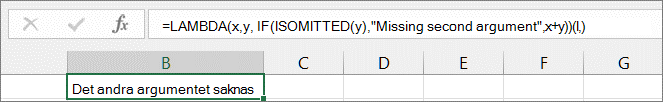 Exempel på funktionen ISMISSING