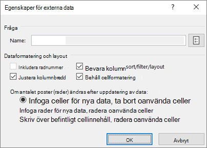Exempel på dialogrutan Egenskaper för externt intervall