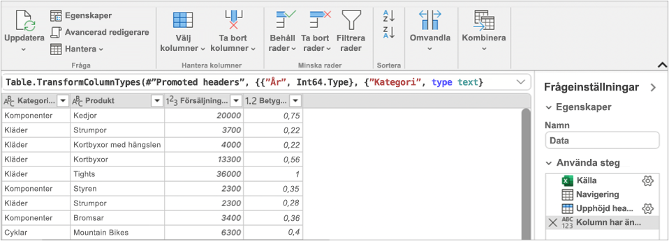 Power Query-redigeraren