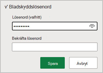 Ange lösenord för ett kalkylblad