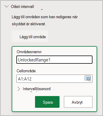 Skydd för inställningsområde