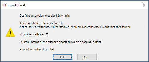 Bild av Excels Problem med den här formeldialogrutan