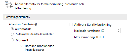Bild av alternativ för automatisk & manuell beräkning