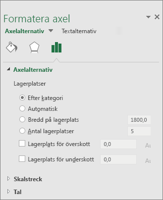Åtgärdsfönstret Formatera axlar