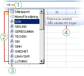 Komplettera automatiskt för formel