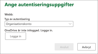 Fråga om SharePoint-autentiseringsuppgifter på Mac