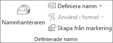 Gruppen Definierade namn på fliken Formler
