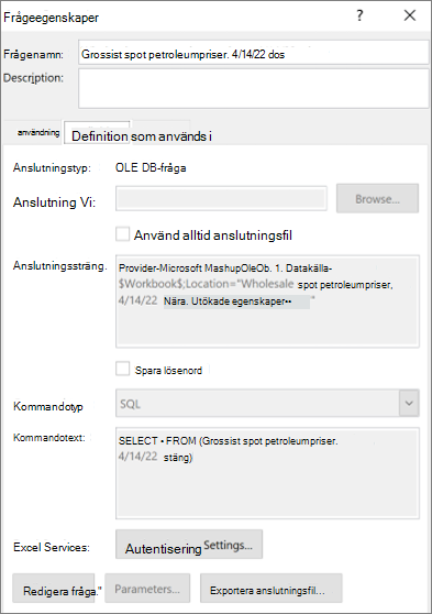 Anslutningsegenskaper