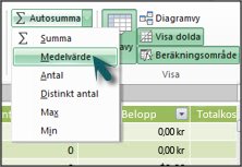 Autosumma i PowerPivot
