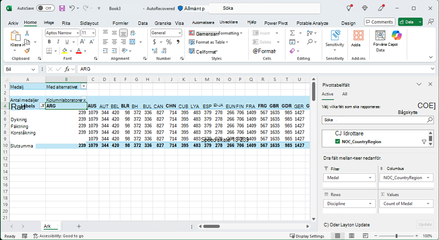 Uppdaterad pivottabell