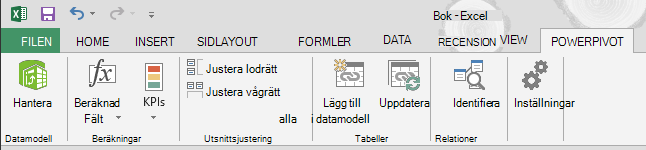 Fliken Power Pivot på menyfliksområdet