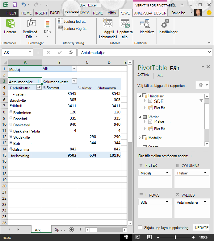 Filtrerad pivottabell