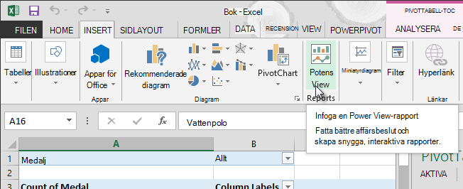 Infoga en Power View-rapport