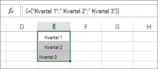 En lodrät matriskonstant som använder text