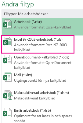 Formatet Excel 97-2003-arbetsbok