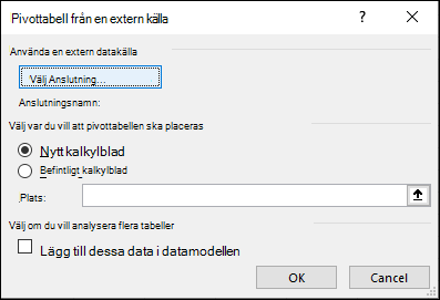Pivottabell från extern källa