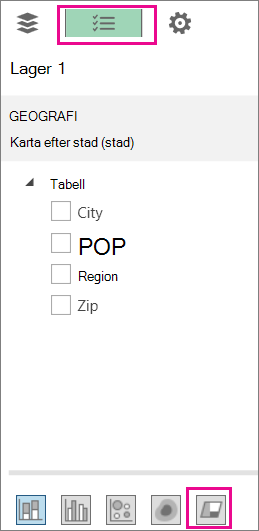 Ikon för regiondiagram på fliken Fältlista