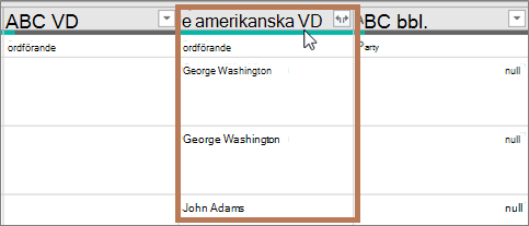 Kolumnen datatyp skapas
