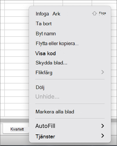 Skydda arbetsbok-menyn är inte tillgänglig MacOS