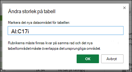 Ändra storlek på tabelldialogruta