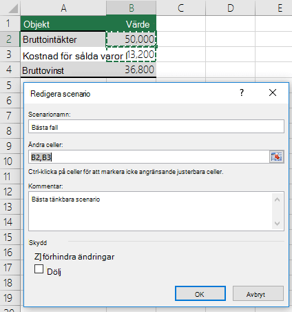 Växla mellan scenarier