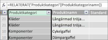 Beräknad kolumn för produktkategori