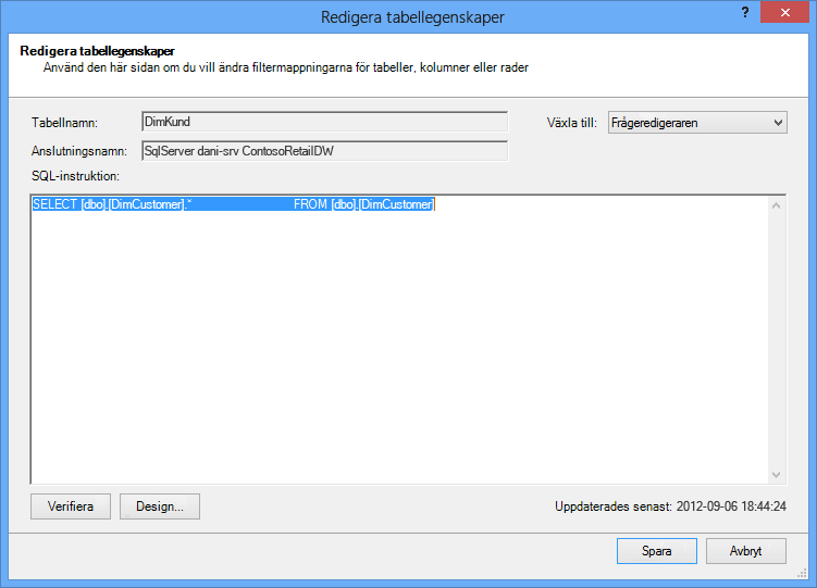 SQL-fråga med kortare standardsyntax