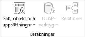 Bild av menyfliksområdet i Excel