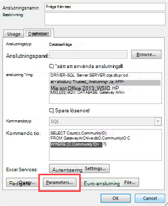 Dialogrutan Anslutningsegenskaper