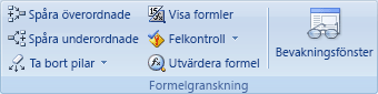Gruppen Formelgranskning på fliken Formler
