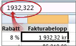 Värdet visas i formelfältet