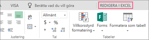 Knappen Redigera i Excel