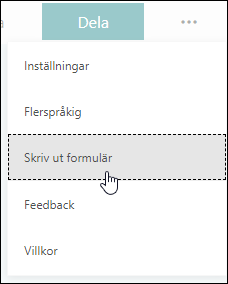Alternativet Skriv ut formulär i Microsoft Forms