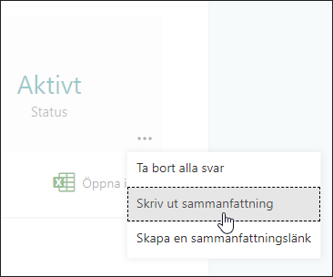 Alternativ för utskrift av sammanfattning i Microsoft Forms
