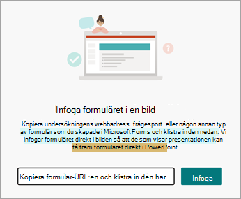 Markera URL:en för formuläret eller testet som du vill infoga