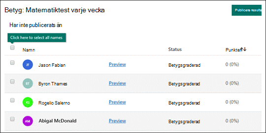 Betygsätt prov.